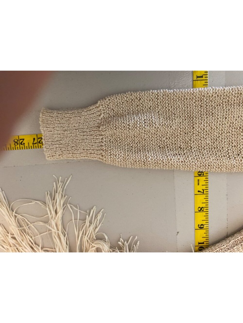 Lovestitch Open-Front Beige Cardigan Fringe Hem Medium Cotton Blend - Picture 11 of 11